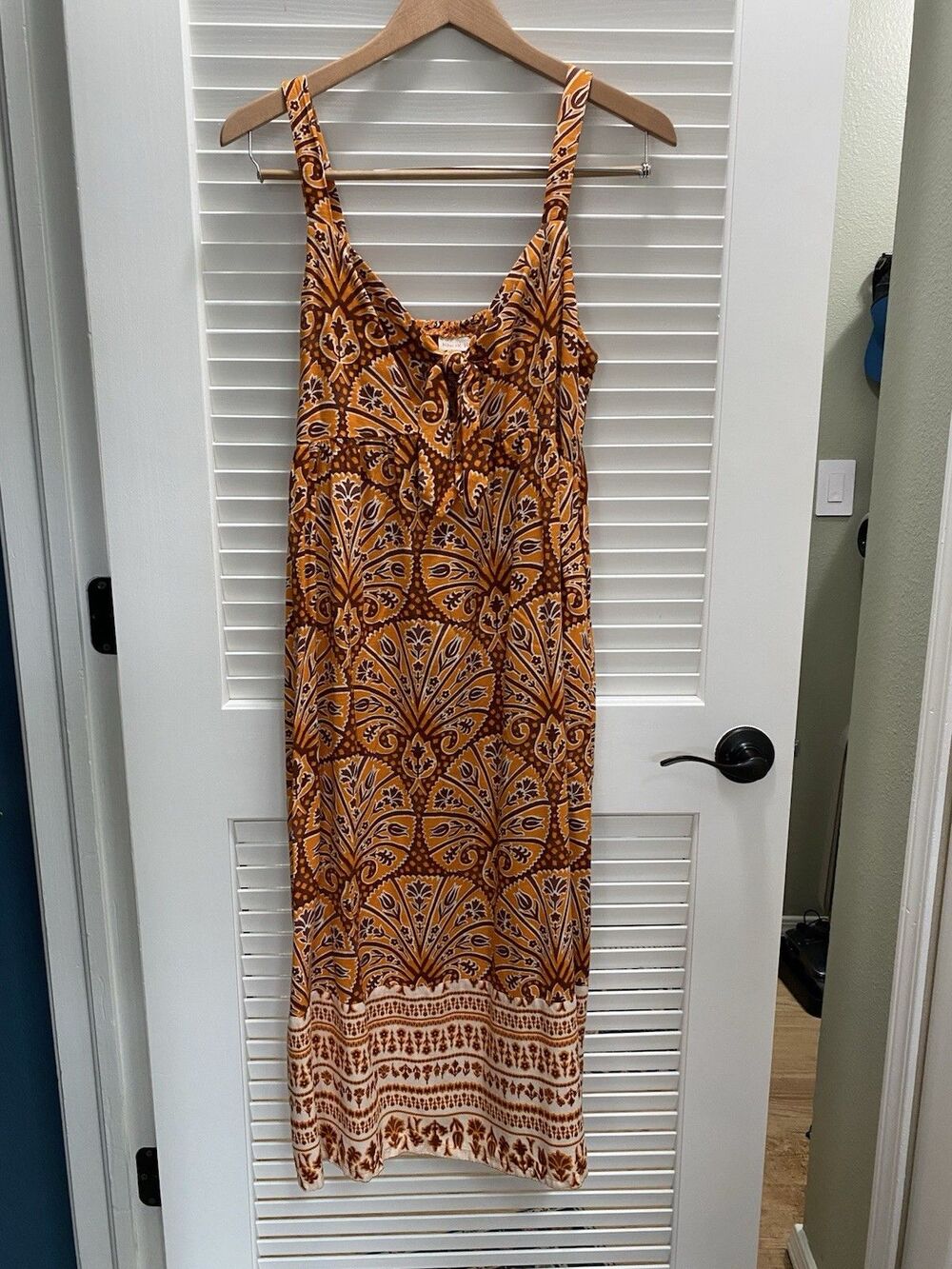 Knox Rose Boho Geometric Floral Tie-Front Maxi Dress - Size M